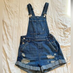 Distress Denim Overalls